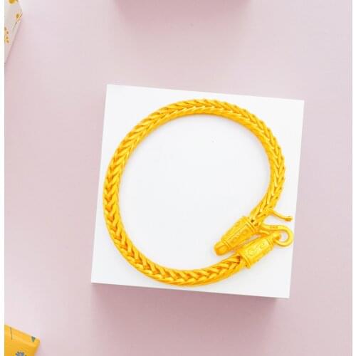 Exquisite Womens Gold Ring 14k Yellow Gold Lucky Jewelry for Girl Female Snake Bone Chain Bracelets Charms Hand Jewelry Gifts