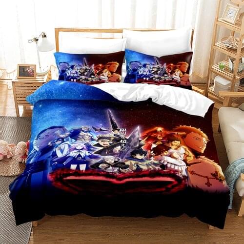 Classic Anime Black Clover Duvet Cover Set Cartoon Quilt Cover Bedding Set Queen King Size Comforter Cover 3D Bed Cover for Kids