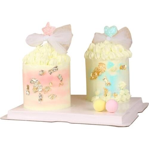 2PCS Bowknot Happy Birthday Cupcake Toppers Wedding Anniversary Party Cake Decorations Star Heart Lace Cake Topper