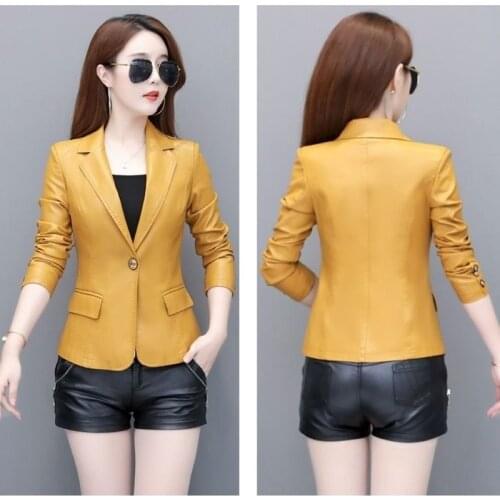 PU Leather Jacket Women Slim Casual Biker Jackets Outwear Female Tops Spring Autumn BF Style Faux Leather Jacket Coat Y507