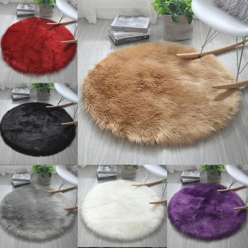 Fashion Round Carpet Fluffy Rug Soild Color Cute Faux Fur Area Rugs Soft Carpets Bedroom Living Room Bedside Rugs Table Door Mat