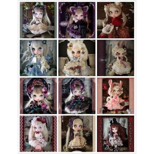 Cartoon big eyes doll diamond painting 5D diy puppet doll diamond embroidery gothic halloween cross stitch kit home decoration