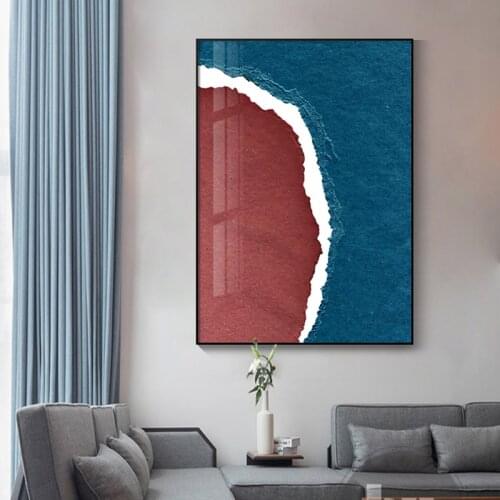Blue Sea Red Beach Landscape Posters And Prints Decorative Canvas Painting Wall Art Aesthetic Pictures For Living Room