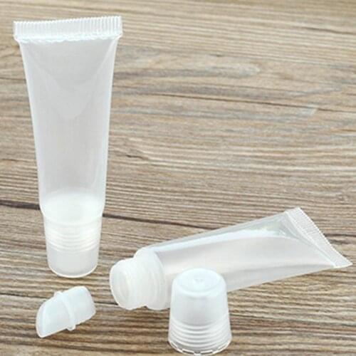 10Pcs 8ml Empty Lip Cream Balm Tubes Transparent Cosmetic Containers Holders Clear Lightweight Cosmetic Container womens love