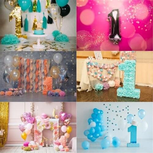 Photo Studio Props Vinyl Photography Backdrop The Balloon Decor Of The First Birthday Baby One Year Old 1St Newborn Birthday