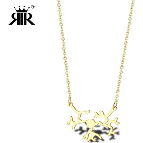RIR Serotonin Molecule Chemistry Pendant Necklace Gold Plating Oxytocin Hormone Necklaces Stainless Steel Science Jewelry