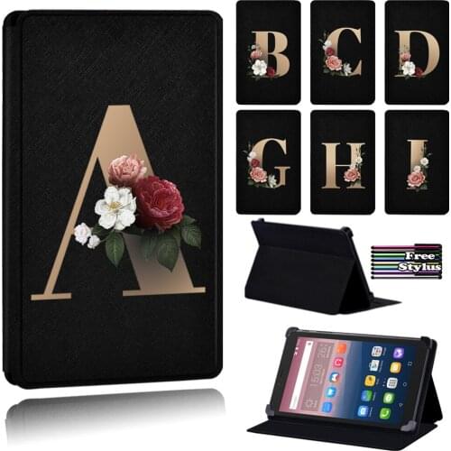 Gold Letter Soft Leather Shockproof Tablet Case for Tablet Case for Alcatel OneTouch PIXI 3 7" 8" 10"/Alcatel OneTouch PIXI 4 7"