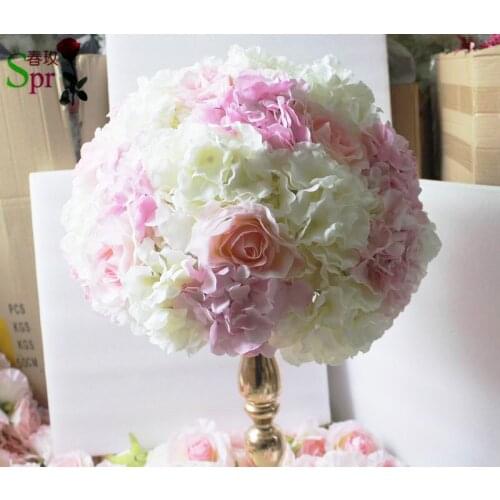 SPR pink mix white table centerpiece flower ball artificial rose wedding flower wall backdrop decoration arrangement free ship