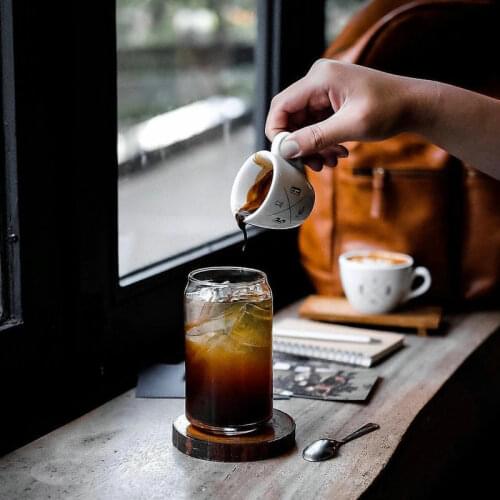 Ns water cup, can-shaped coke cup,high temperature resistant transparent glass latte iced coffee cup