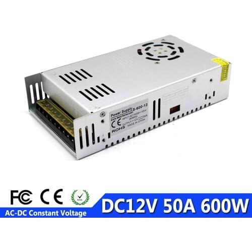LED Power Supply DC 12V 50A 600W Power Adapter Driver Transformer 110V 220V AC-DC Dc12v SMPS for Led Strip Module Light CNC CCTV