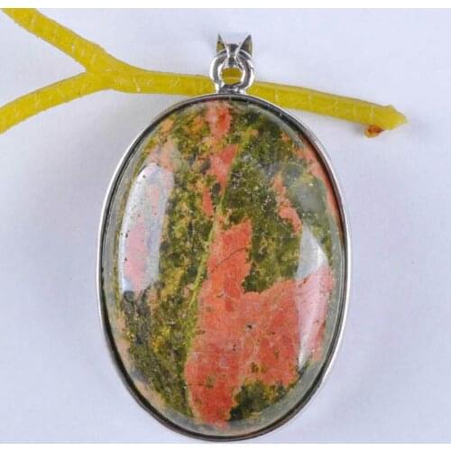 Unakite Epidote Bead Oval Pendant Jewelry For Woman Gift S941