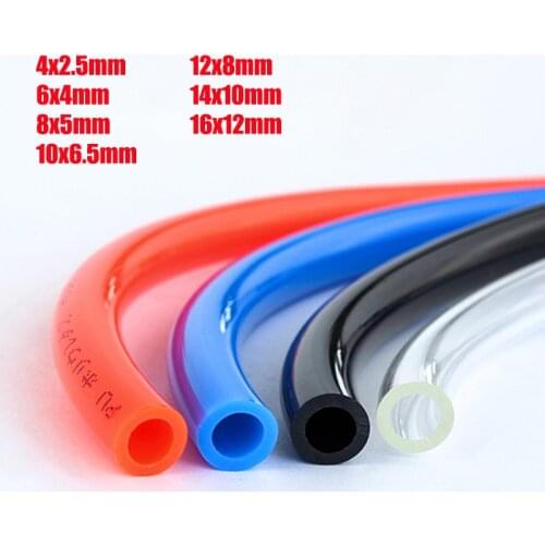 1m pneumatic hose pu pipe 4 * 2.5 mm 6 * 4 mm 8 * 5 mm 10 * 6.5 mm 12 * 8 14 * 10 mm 16 * 12 mm air tube compressor hose