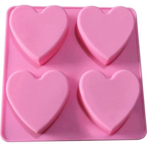 1Pcs 4-Cavity Cupcake Jelly Candy Decoration Kitchen Supplies Multi Purpose Reusable DIY Baking Tools Heart Shape Silicone
