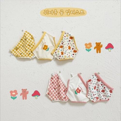 3 Pcs/lot Childrens kids Underwear Female Cartoon bear Printed Baby Girls Underwear Boxer Briefs Panties girls boxer