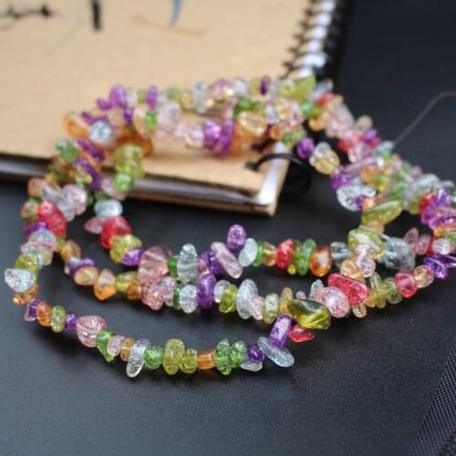 30" Glass beads Crack Irregular Chip Beads Mix Color for jewelry making Wholesale and Retail