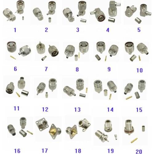 5pcs N Male PLUG & Female jack Crimp & Solder RG174 RG316 / RG58 RG142 / RG8X / RG5 RG6 / RG8 LMR 400/ RG402 0.141" RF Connector
