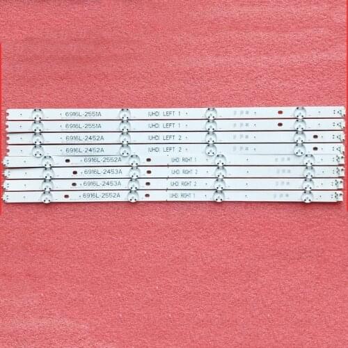 8pcs/set LED backlight bar for 49inch TV LG 49UH676V 49UH6500 6916L-2452A 6916L-2453A 6916L-2551A 6916L-2552A