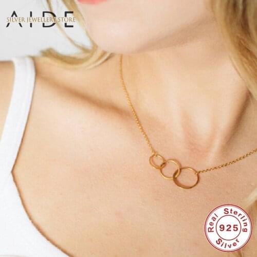 AIDE Minimalism Circle Lock Choker Necklace For Women Trendy Clavicle Chain Necklaces 925 Sterling Silver Collares Fine Jewelry