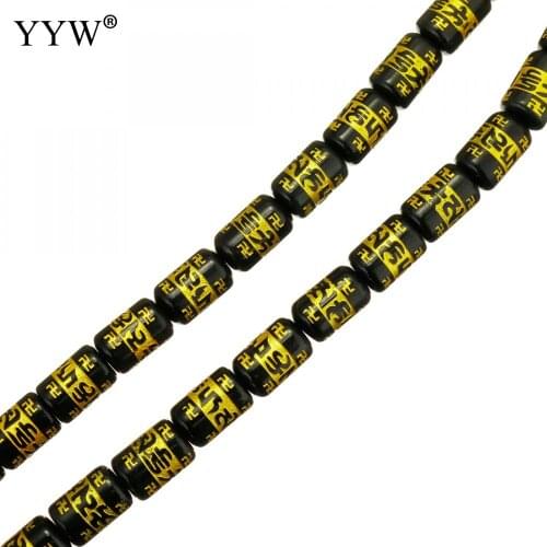 Natural Black Obsidian Beads Buddhism Letter Column Cylinder 13x8x8mm Jewelry Handmade Making DIY Necklace Bracelet Accessories