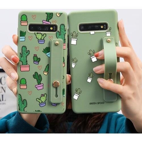 Wrist Strap Cute Cartoons Cactus Phone Case For Samsung Galaxy A21S A31 A71 A51 A70 A50 A10 A12 A20e S20 FE S9 S10 S21 Plus Capa