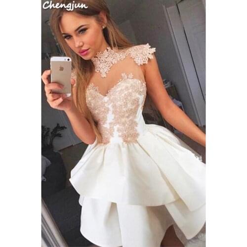 Chengjun Sale Latest Design Fashion Short Satin Sexy Party Evening Dress