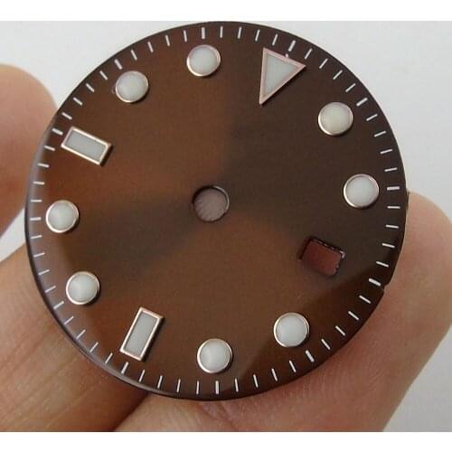 28.5mm brown Sterile Watch Dial Luminous Date Window Fit ETA 2836 Miyota 8215 Movement