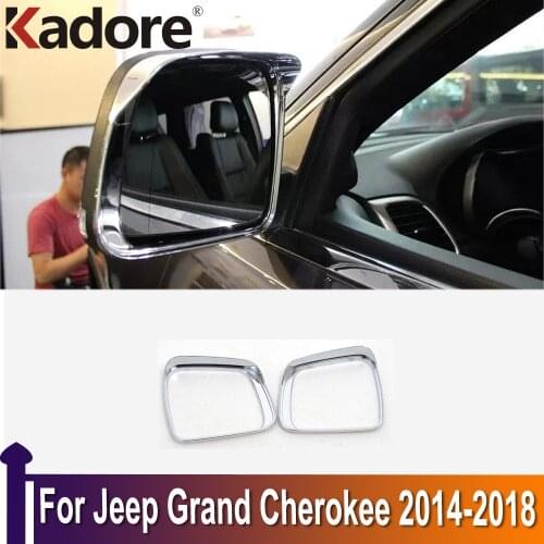 For Jeep Grand Cherokee 2014 2015 2016 2017 2018 Chrome Side Door Rearview Mirror Sun Rain Guard Shield Trim Cover Decoration