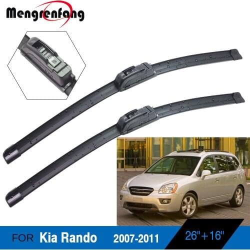 For Kia Rando Car Front Windscreen Wiper Blades Soft Rubber Wiper J Hook Arms 2007 2008 2009 2010 2011