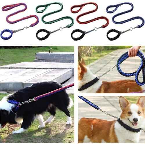 Double Strand Rope Large Dog Leashes Metal P Buckle Color Pet Traction Rope For Big Dogs Dropship