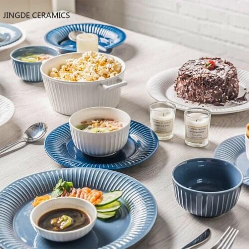 European Style Ceramic Flat PlateWestern Steak Plate Round Shallow Plate Dish Pure Dessert Tray Home Acces Kitchen Tableware
