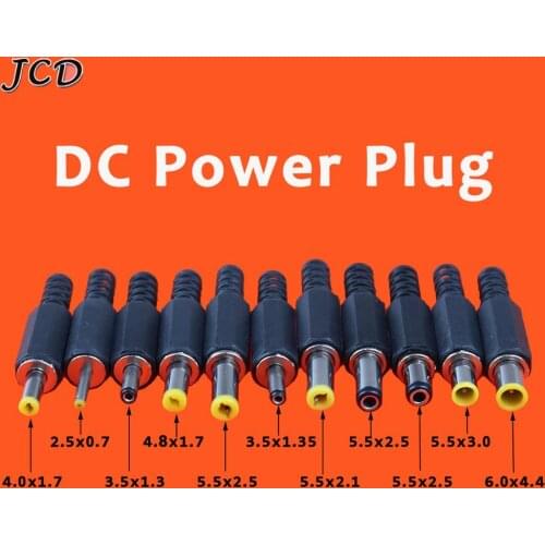 JCD 1pcs 2.5*0.7 3.5*1.3mm 4.0*1.7mm 4.8*1.7mm 5.5*2.1mm 5.5*3.0mm 5.5mm X 2.5mm Male Jack DC Power Plug Socket Adapter DC Jack