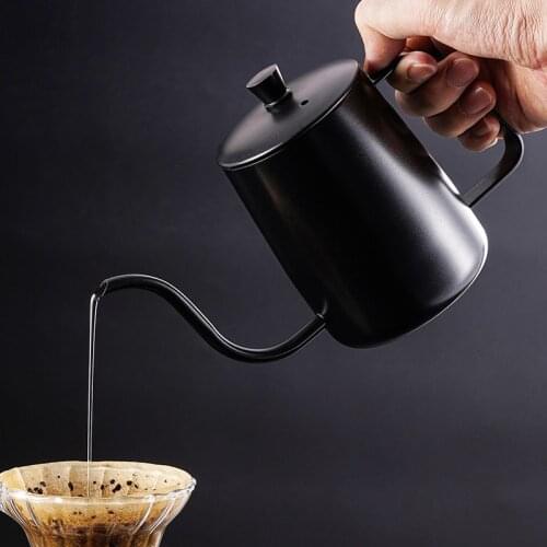 Drip Kettle 350ml 600ml Coffee Tea Pot Non-stick Coating Food Grade Stainless Steel Gooseneck Drip Kettle Swan Neck Thin Mouth