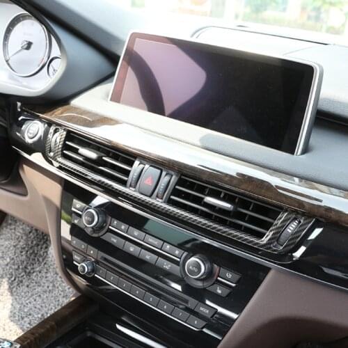 Carbon Fiber For BMW X5 X6 F15 F16 2015-2017 ABS Console Air Conditioning Vent Cover Frame Trim Accessories