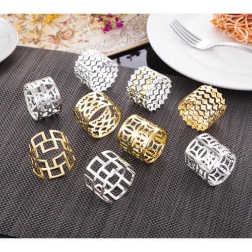 Metal Alloy Napkin Rings Gold And Silver Color For Table Decoration Table Napkin Rings Wholesale Metal Shiny Colour