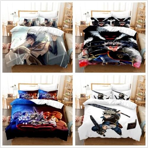 3D Cartoon Printed Black Clover Bedding Set Twin Full Queen King Size Quilt Cover / Duvet Cover Pillowcase Set for Home Bedroom