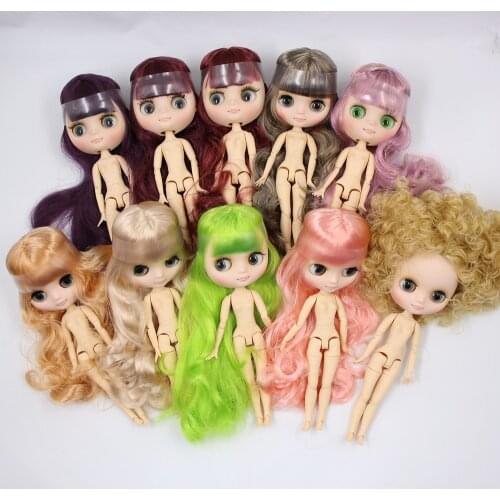Middie blyth doll joint body 27 kind of color hair 20cm nude doll with white skin matte face and hand-set as gift