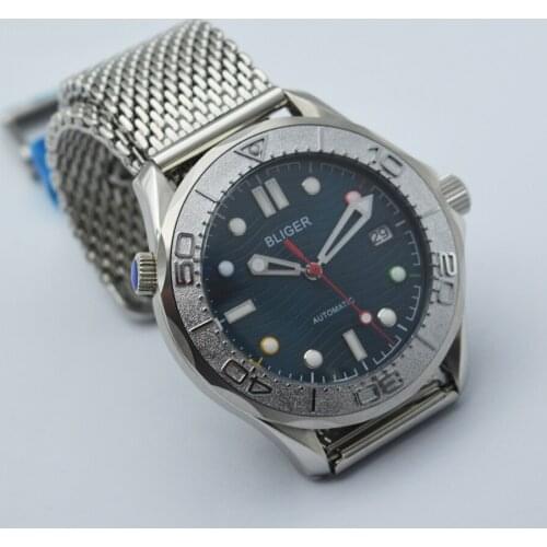 41mm Blue Aseptic Automatic Mens Watch NH35 MIYOTA 8215 Sapphire Glass 316L Stainless Steel Strap