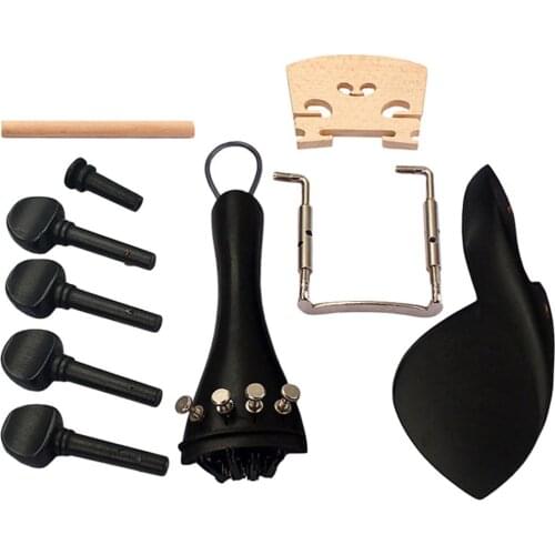 4/4 Violin Accessory Kit 4pcs Pegs&Endpin&Chinrest&Tailpiece&Bridge