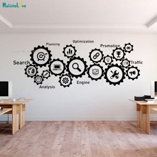 Teamwork Gear Shape Interlocking Wall Sticker Decals Cooperation Business Worker Office Decoration Art Murals YT2754