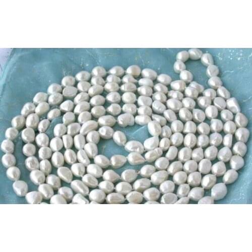 NEW long 45" 7-8mm baroque white freshwater pearl necklace AA Fine Jewelry Necklaces