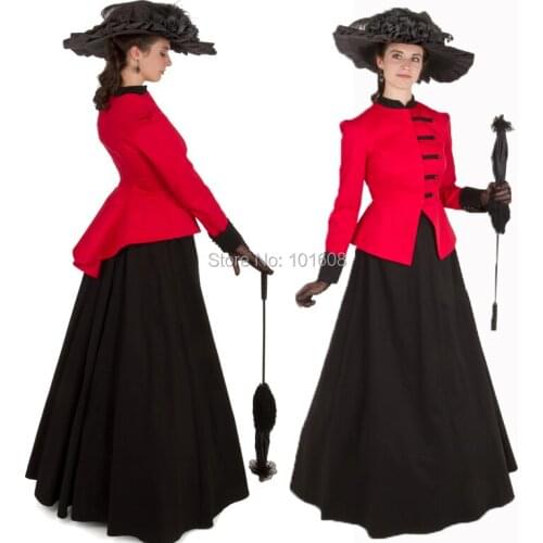 New Arrival!Red cotton Vintage costumes Victorian dresses 1860s Civil War Gown Historical dresses Retro regency dress HL-119