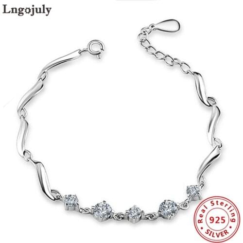 New Women Bracelet 925 Sterling Silver Bracelets Silver 925 Jewelry Charm Bracelets For Women Fashion Sterling Silver Jewelry