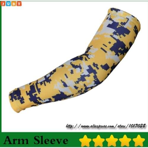 Wholesale 2016 New Youth yellow Royal Blue & White Camo Compression Arm Sleeve FAST SHIP
