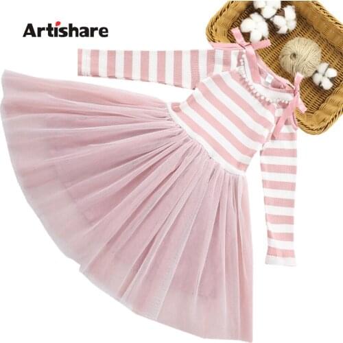 Teenage Girl Dress Striped Girls Dresses Casual Style Kid Mesh Dress Spring Autumn Girl Costume 6 8 10 12 14