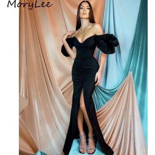 Prom Dresses Mermaid Off The Shoulder Floor Length Velour Pleated Prom Dresses With Zipper Back vestidos de fiesta de noche