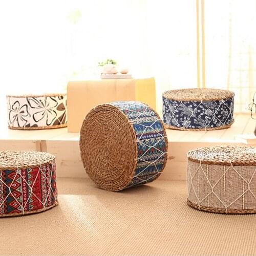 Futon Cushion Thickened High Elastic Cotton Straw Woven Mat Round Futon Office Back Cushion Tatami Mattress Pouf Thicken Seat