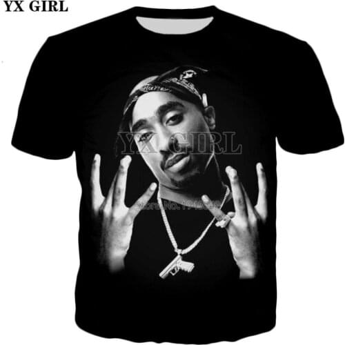 YX GIRL Drop shipping 2018 summer New Fashion Men Women t shirt Rapper 2pac Tupac 3d Print Hip hop T shirts Casual Cool tshirt