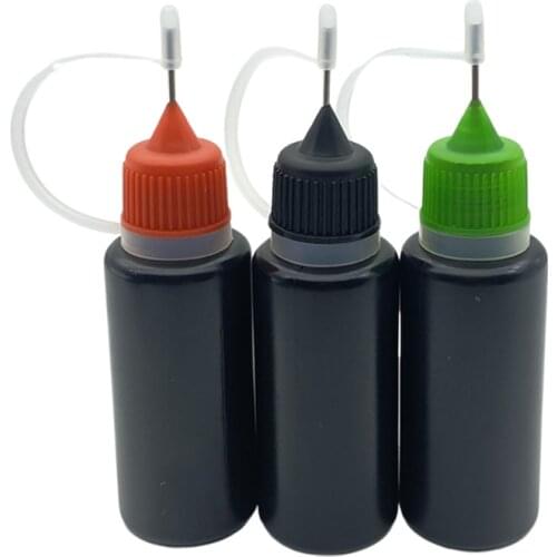 10pcs 15ml Empty Container Black PE Vial Soft Plastic Dropper Bottle With Metal Needle Screw Cap For Liquid 15cc Jar