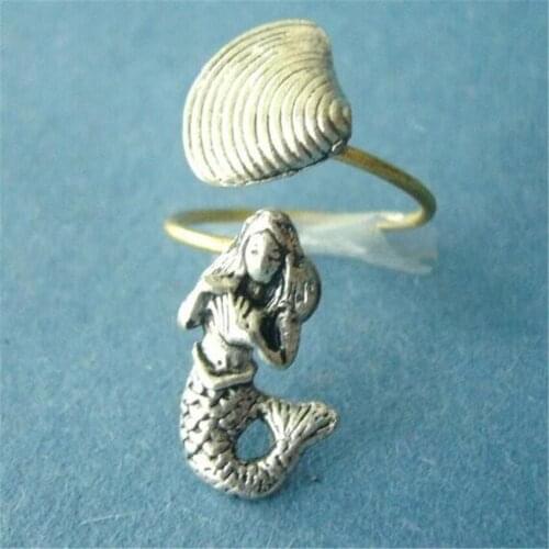 Handmade adjustable adjustable Retro Fashion Mermaid Ring Pet Lovers Gift Idea Mermaid ring Jewelry