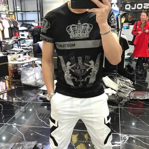 Luxury Crown Print Mens T-shirt 2021 Summer Short Sleeve T Shirt O-neck Casual T-Shirt Streetwear Men Clothes Plus Size 4XL